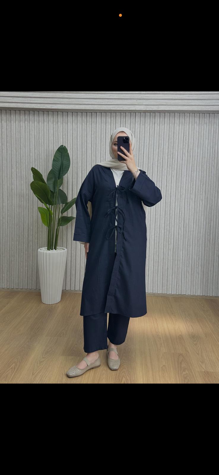 Keten Kimono Takım Lacivert