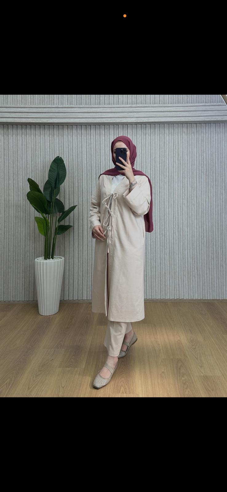Keten Kimono Takım Bej