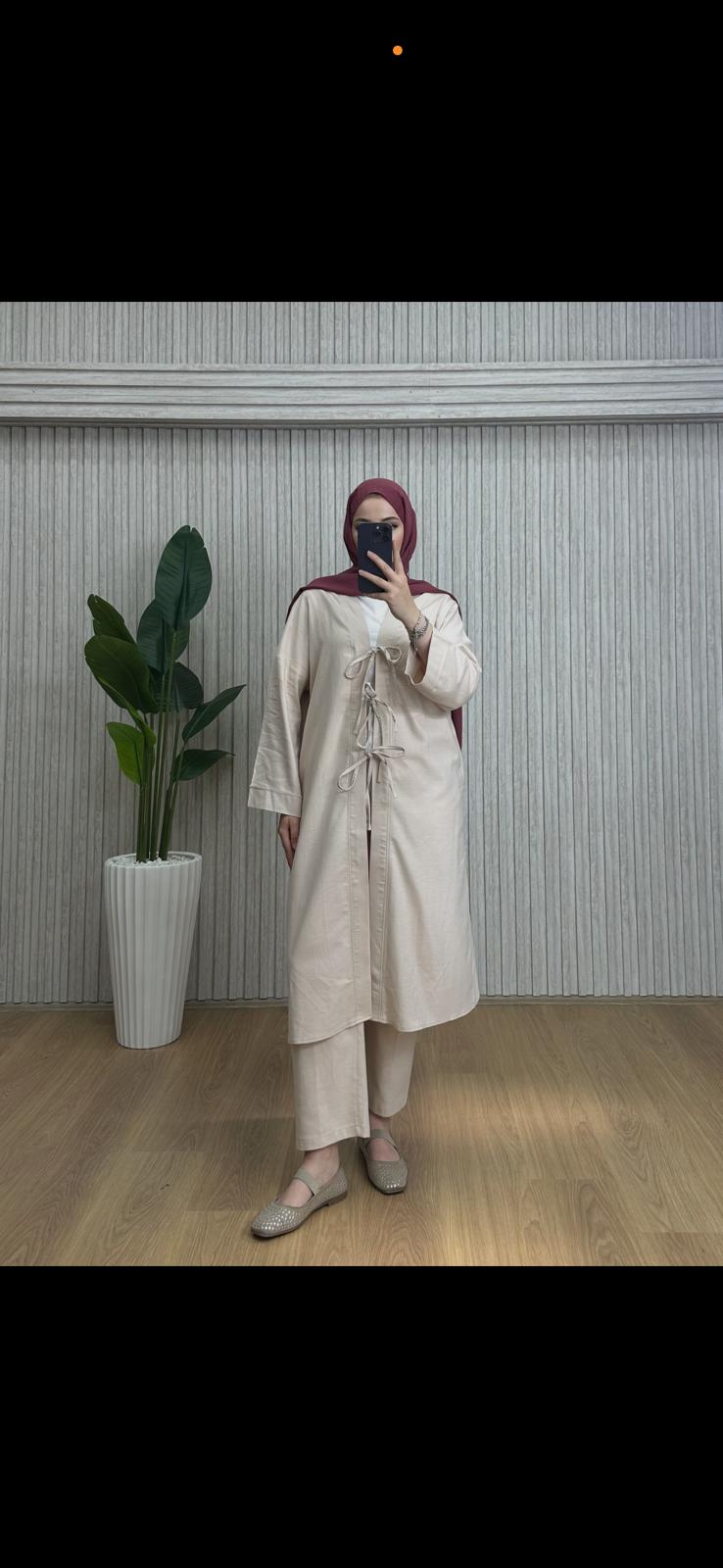 Keten Kimono Takım Bej