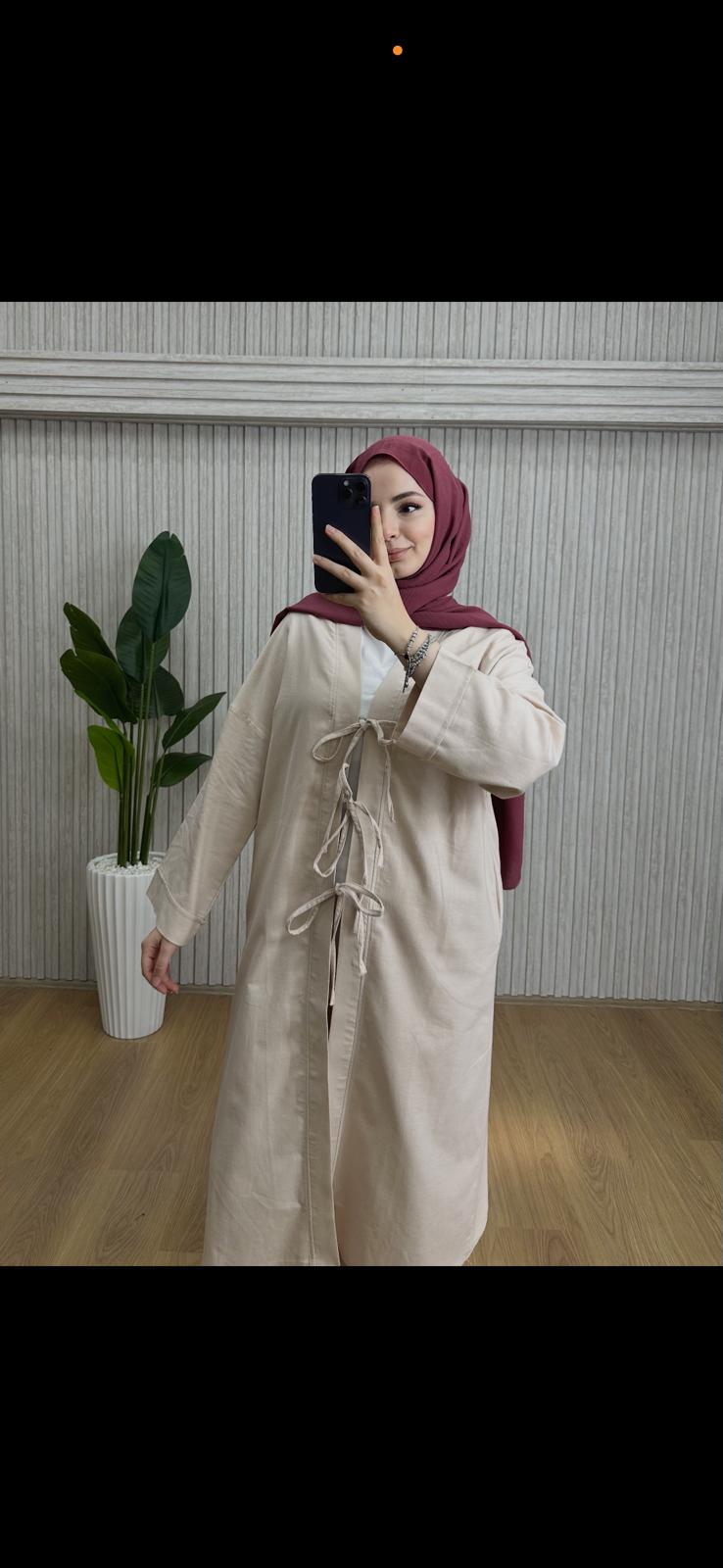 Keten Kimono Takım Bej