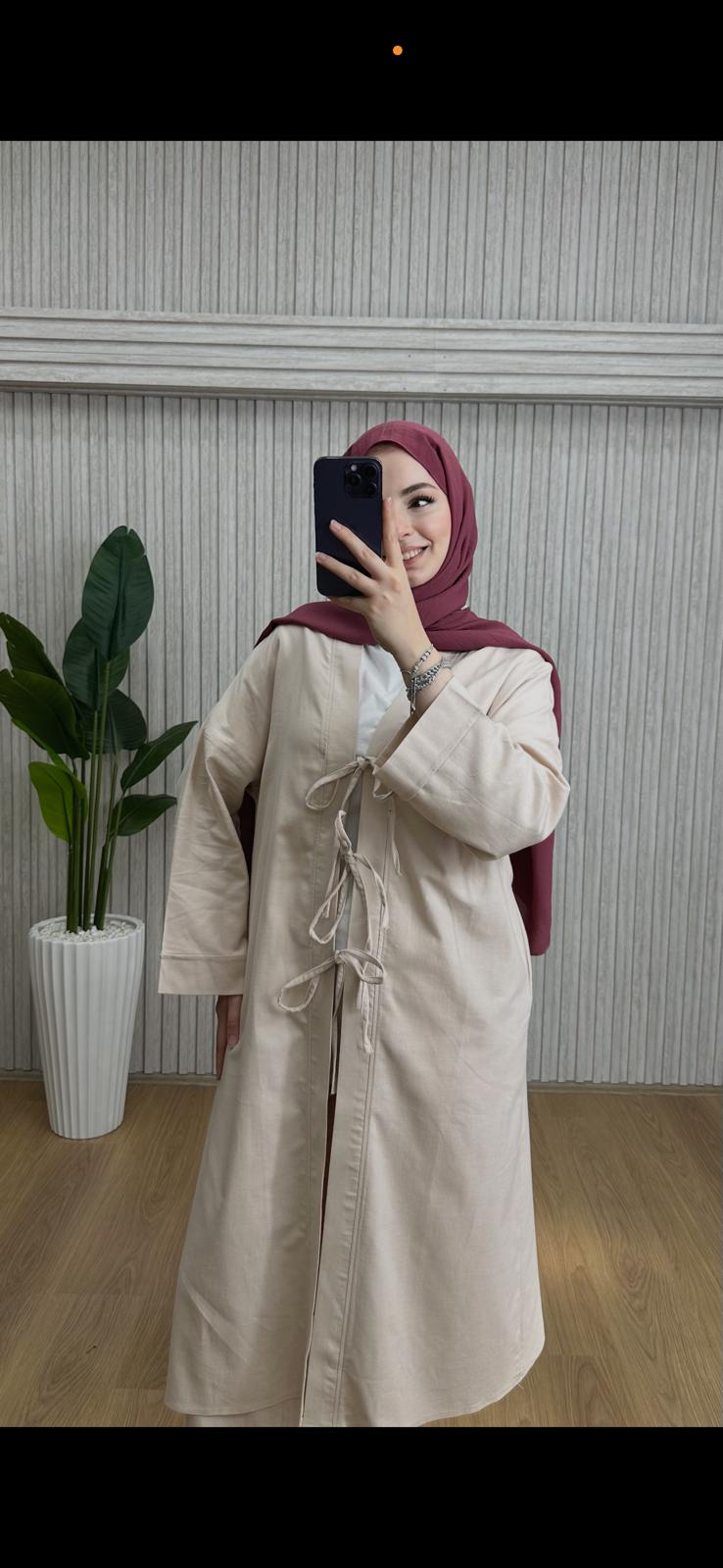 Keten Kimono Takım Bej