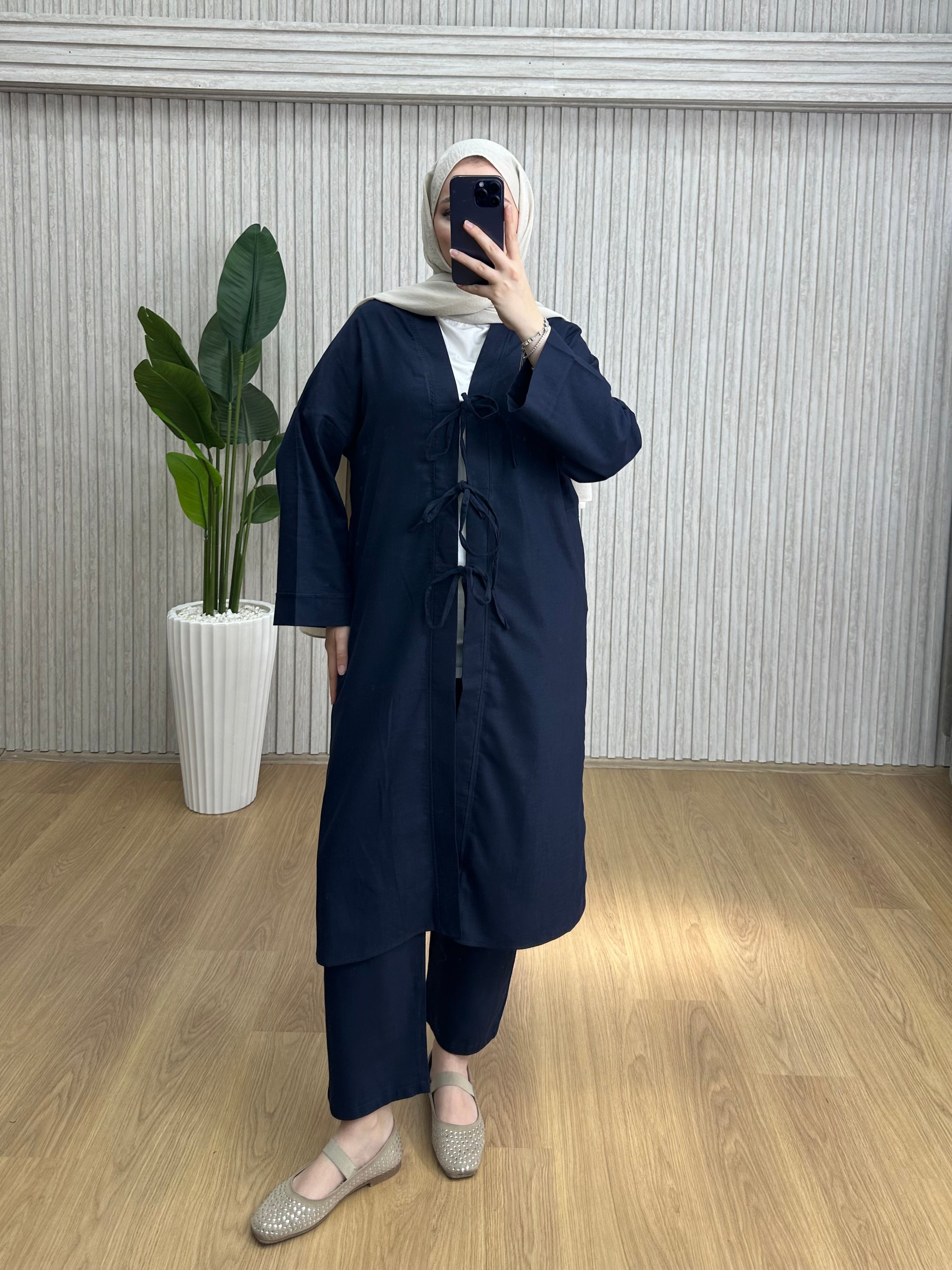 Keten Kimono Takım Lacivert
