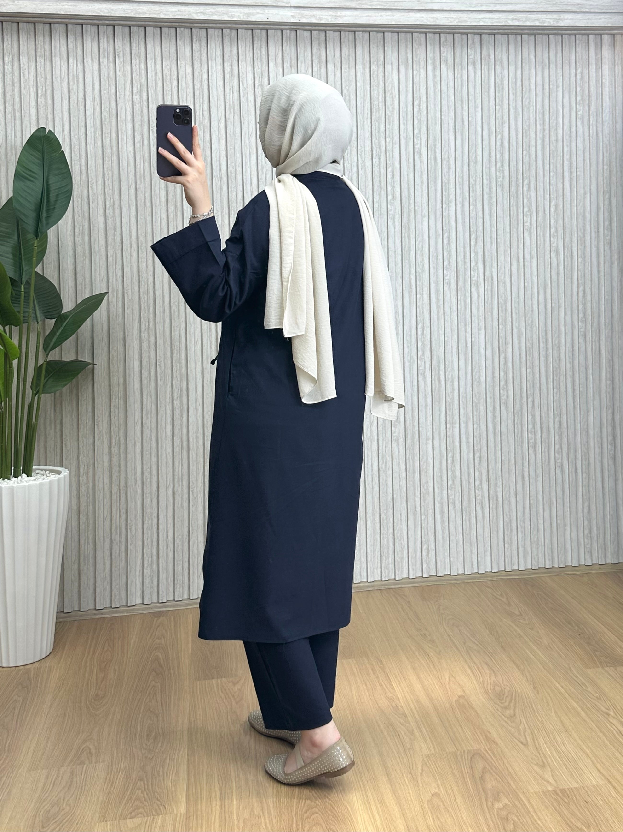 Keten Kimono Takım Lacivert