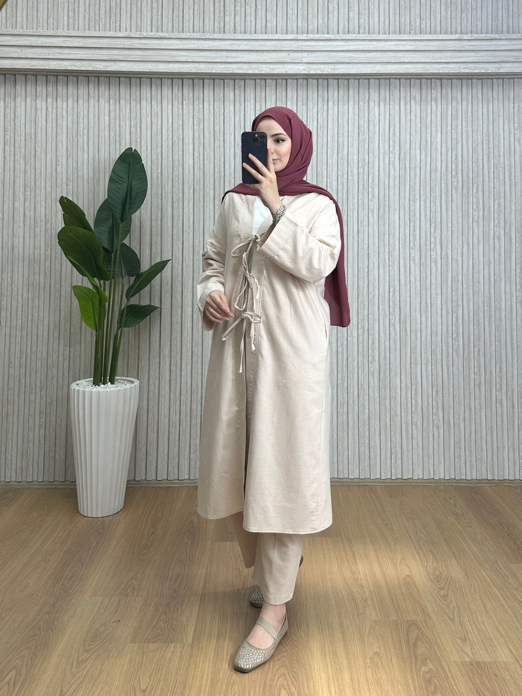 Keten Kimono Takım Bej