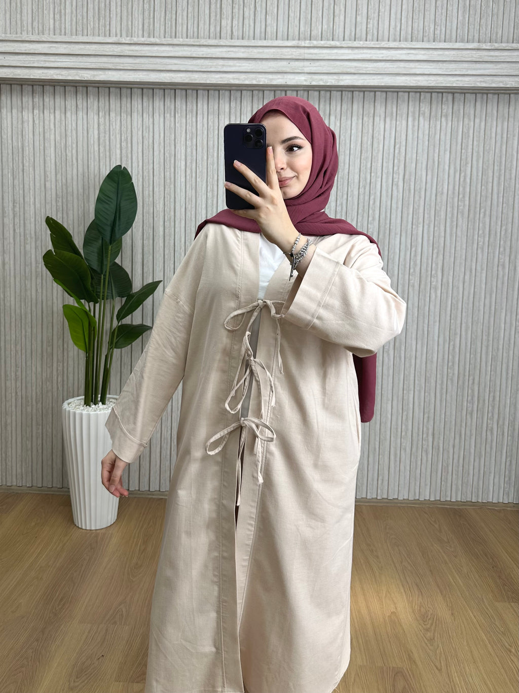 Keten Kimono Takım Bej