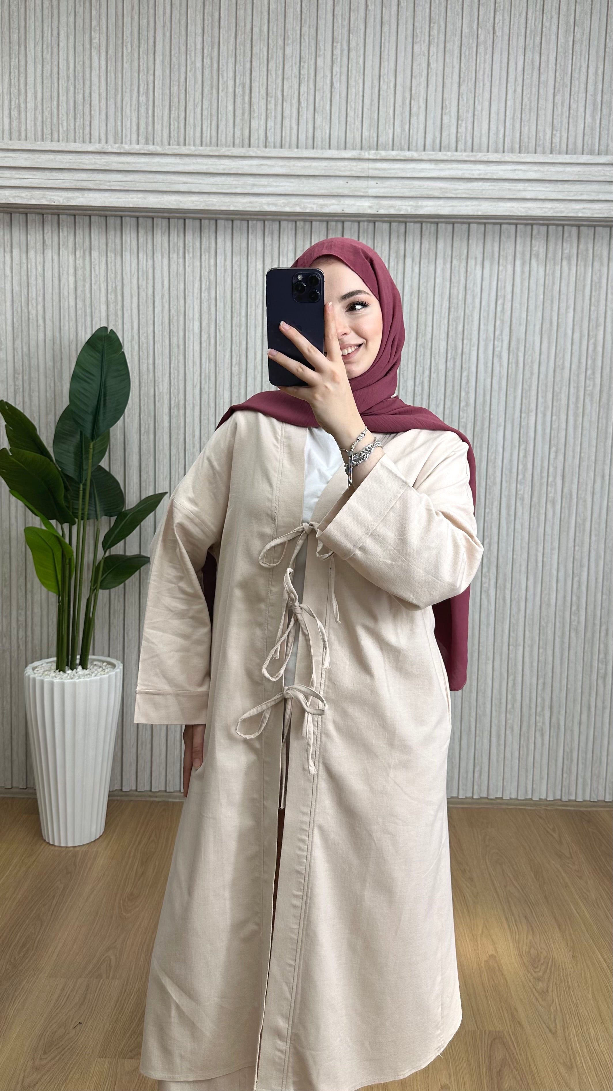 Keten Kimono Takım Bej