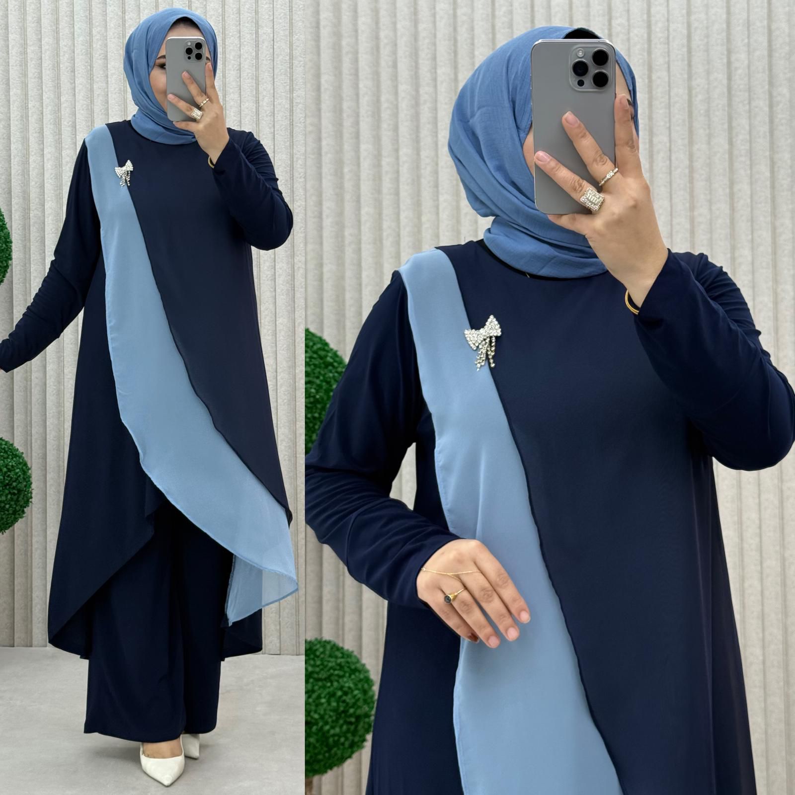 Sündüs Takım İkili Pantolonlu Takım - Lacivert/Bebe Mavisi