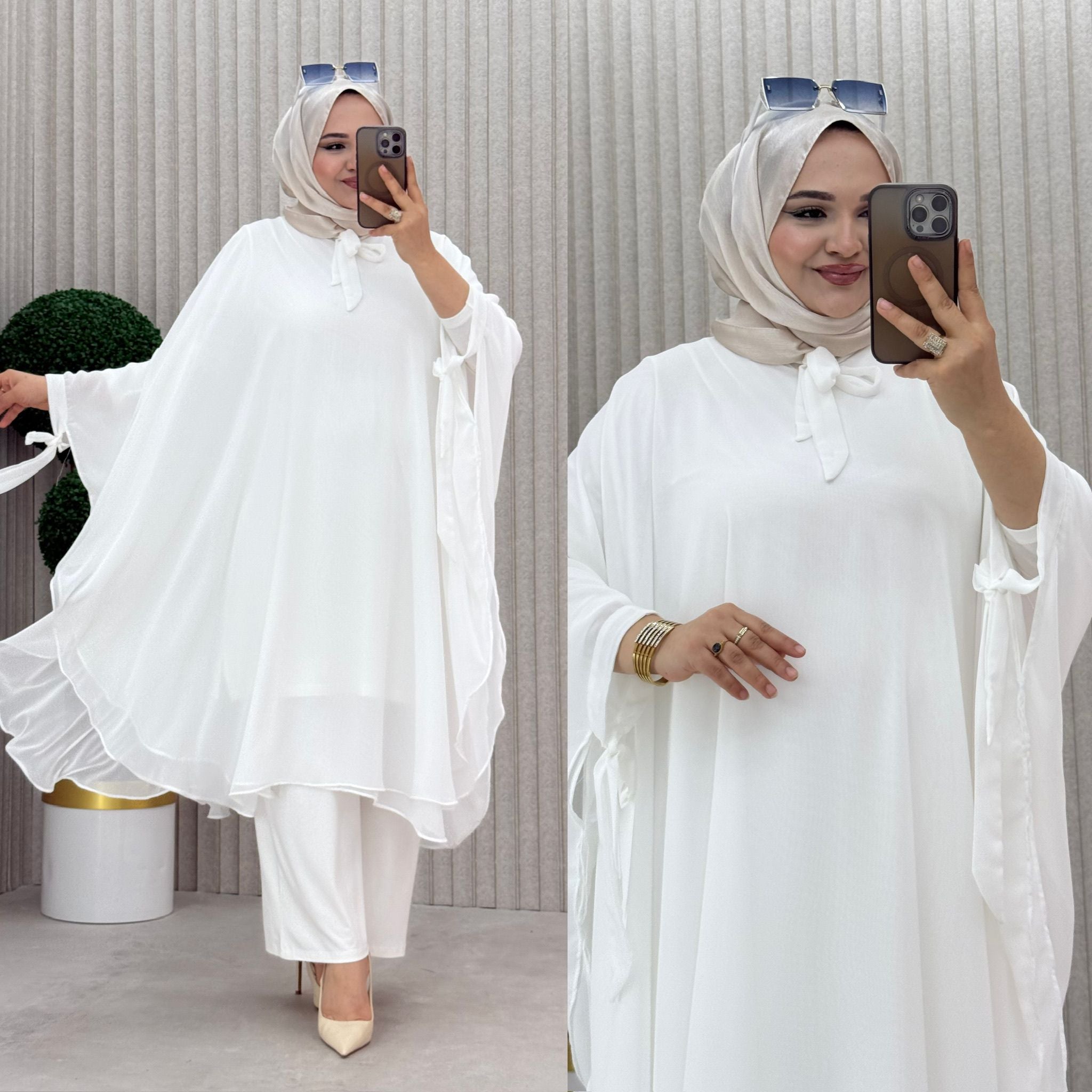Nazen Şifon Panço    Beyaz