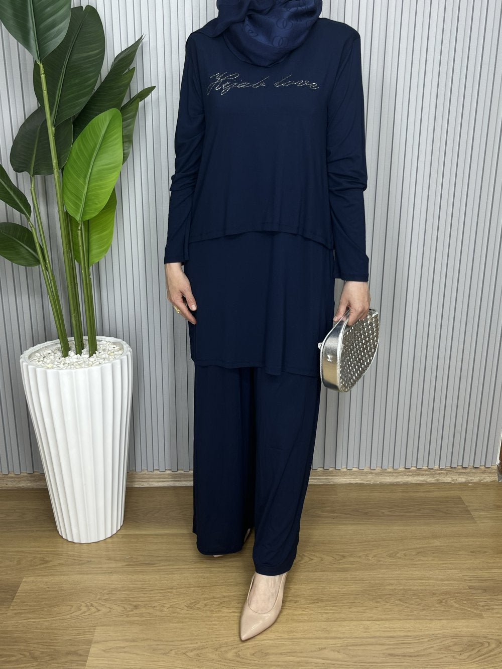 Hijab Love İkili Pantolonlu Takım - Lacivert