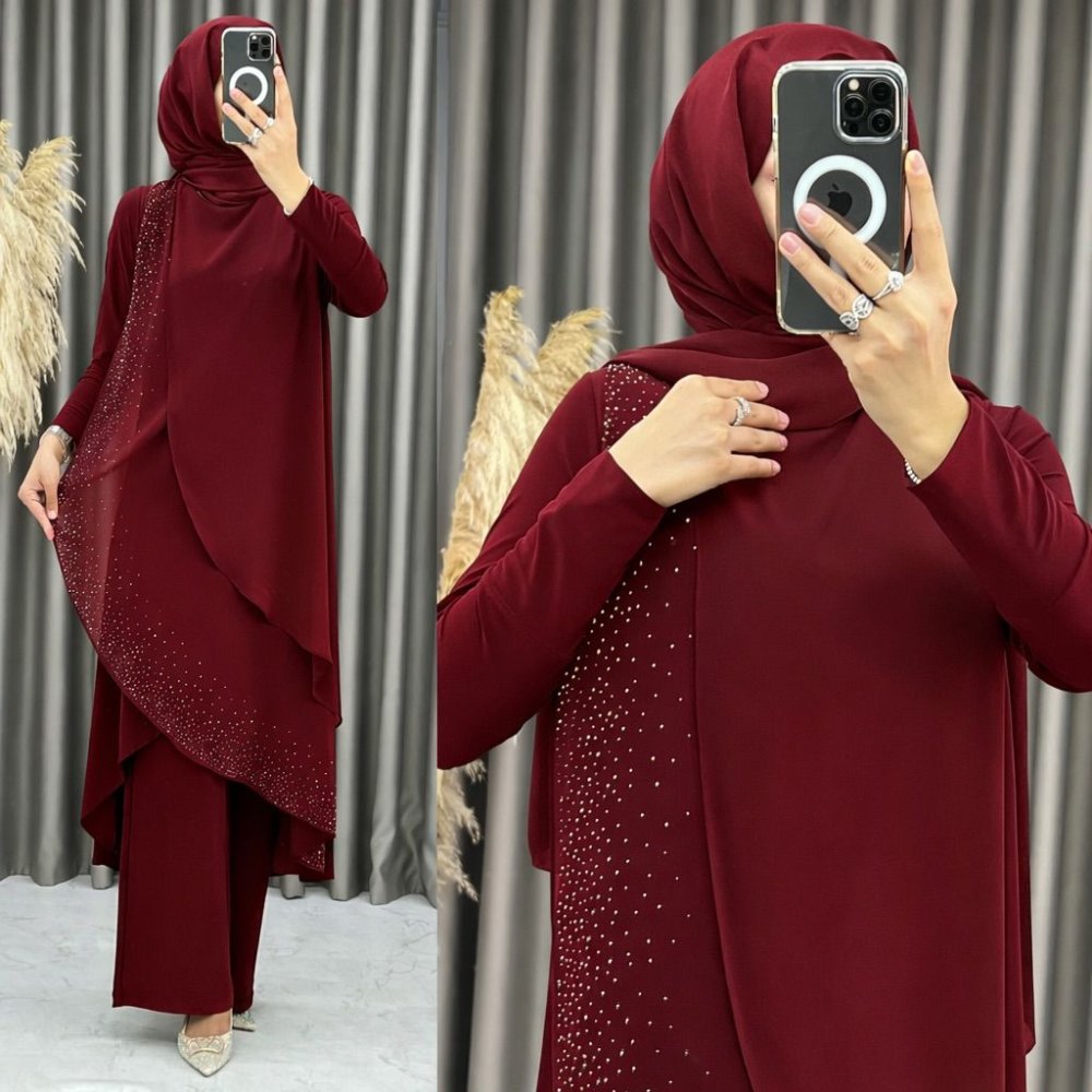Şevval Abiye İkili Takım  Bordo